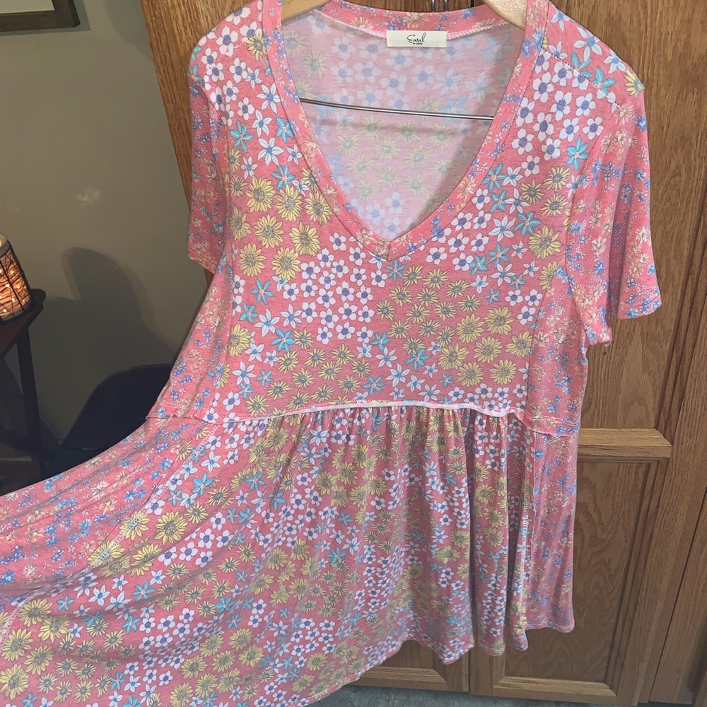 Easel Flower Child babydoll top .